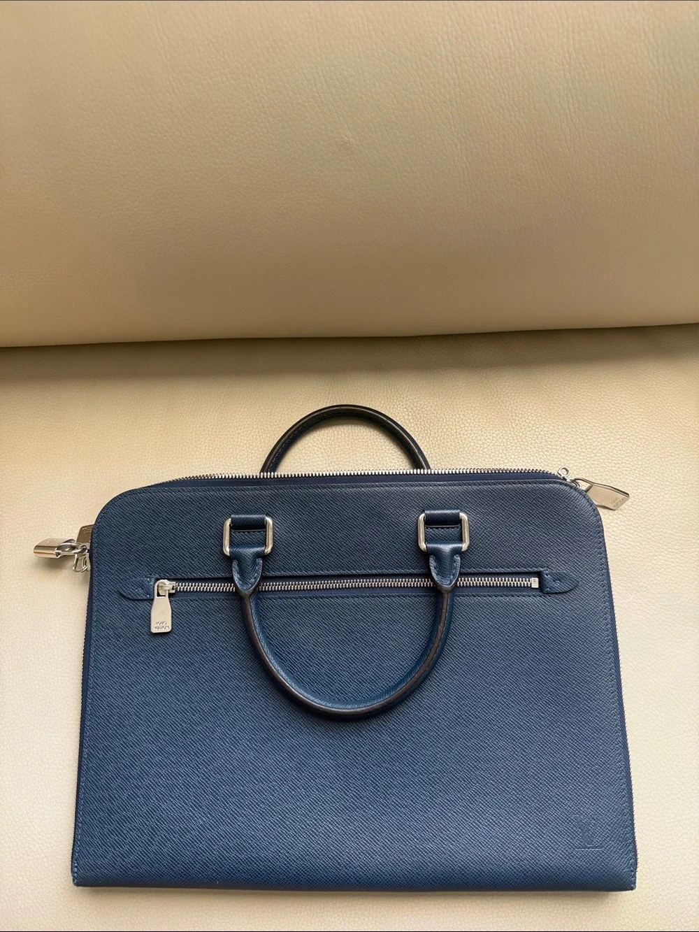 Louis Vuitton Porte Documents Voyage PDV Blue Taiga Leather Briefcase